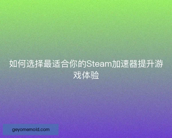 如何选择最适合你的Steam加速器提升游戏体验